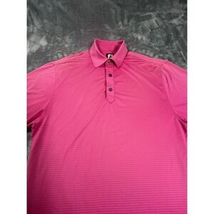 FootJoy FJ Shirt Mens Medium Polo Pink Faded Style Striped Golf Performance EUC
